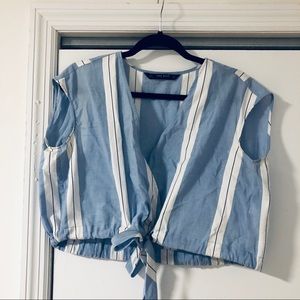 Zara Cropped Blouse with Tie Front